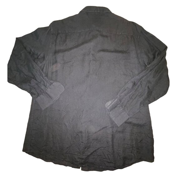 Alfani Black Silk Long-Sleeve Button-Down Shirt For Men Size 16 1/2 34/35 - Picture 2 of 3